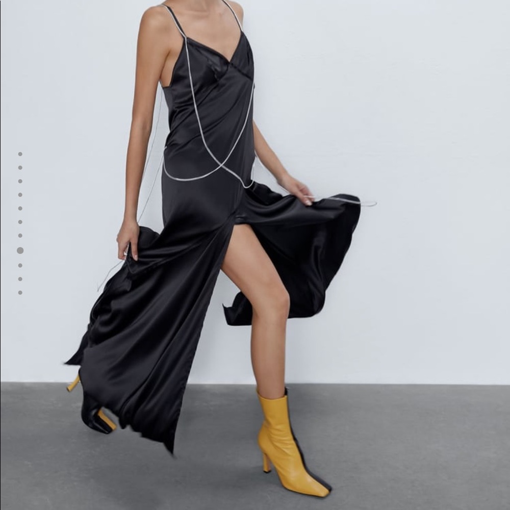 Zara slip dress with chains NWT